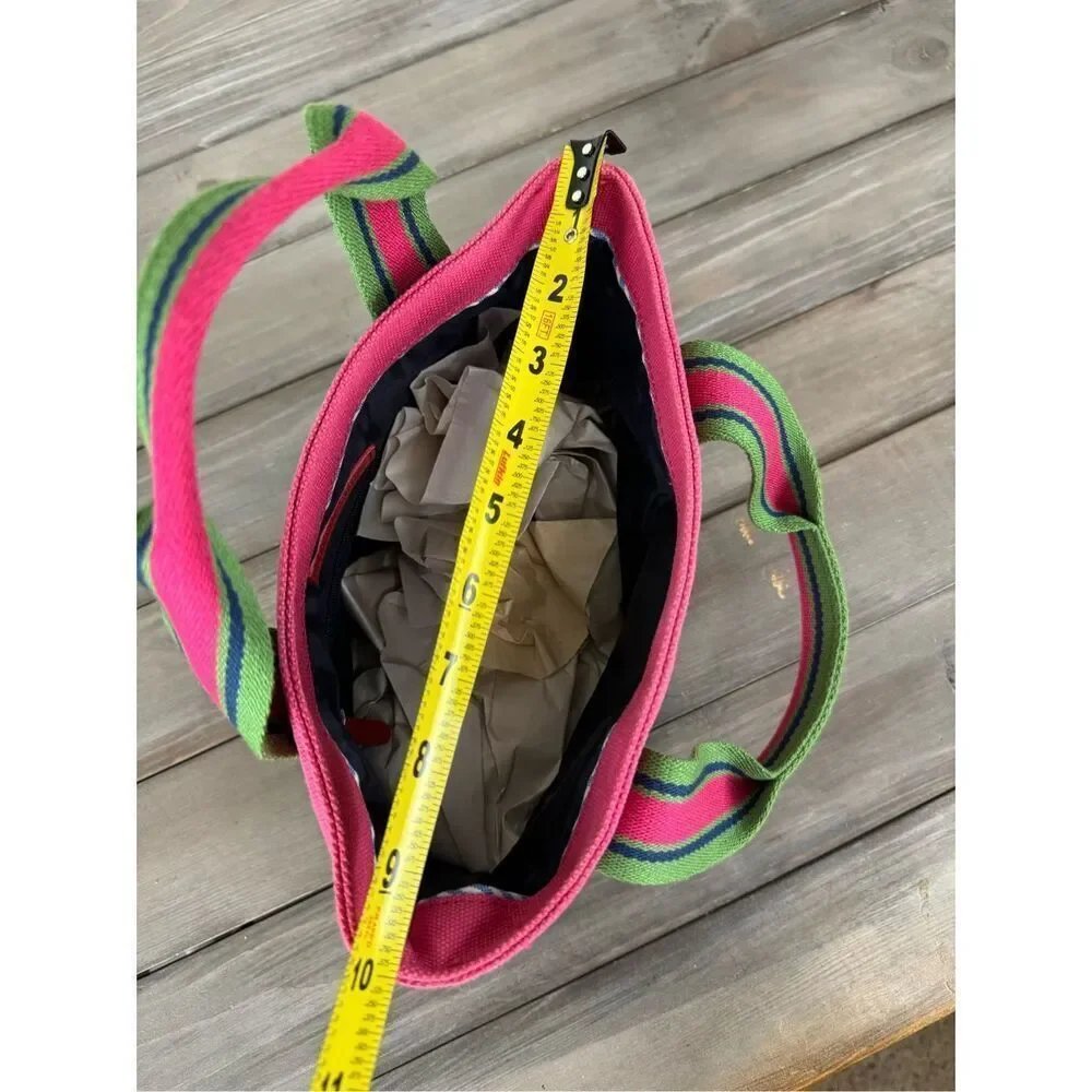 Vintage Tommy Hilfiger Canvas Tote Watermelon Pink Green Y2K Bag - Picture 7 of 8